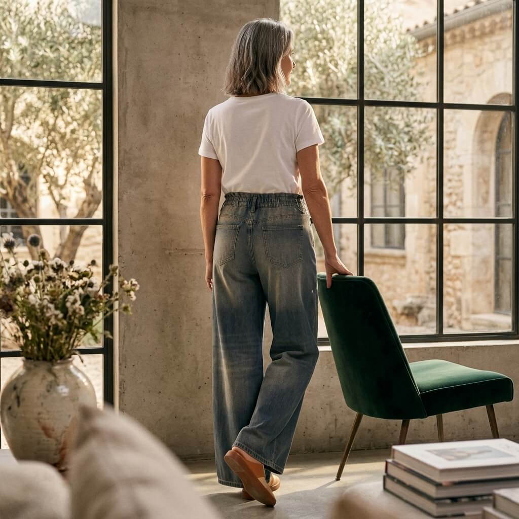 Denim Print French Terry Cotton Impossible Jeans