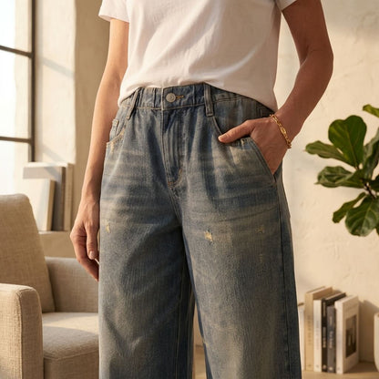Denim Print French Terry Cotton Impossible Jeans
