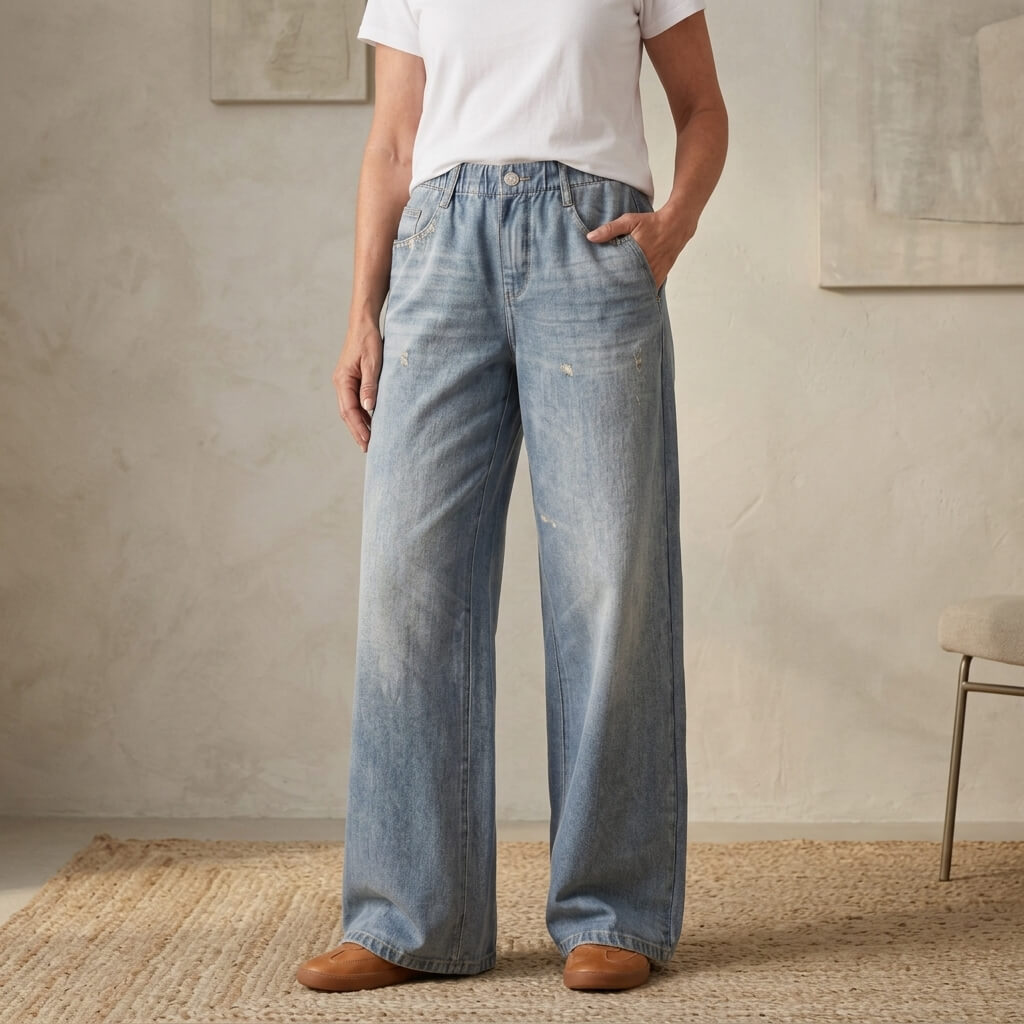 Denim Print French Terry Cotton Impossible Jeans